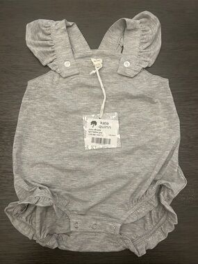 kate quinn Light Gray Ruffled Strap Baby One-Piece